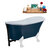 Streamline N352 63'' Vintage Oval Soaking Clawfoot Bathtub, Light Blue Exterior, White Interior, White Clawfoot, Black External Drain, w/ Tray