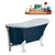 Streamline N352 63'' Vintage Oval Soaking Clawfoot Bathtub, Light Blue Exterior, White Interior, White Clawfoot, Nickel External Drain, w/ Tray