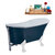 Streamline N352 63'' Vintage Oval Soaking Clawfoot Bathtub, Light Blue Exterior, White Interior, White Clawfoot, Chrome External Drain, w/ Tray