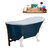 Streamline N352 63'' Vintage Oval Soaking Clawfoot Tub, Light Blue Exterior, White Interior, White Clawfoot, Oil Rubbed Bronze External Drain, w/ Tray