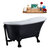 Streamline N353 63'' Vintage Oval Soaking Clawfoot Bathtub, Black Exterior, White Interior, Black Clawfoot, Black External Drain, w/ Tray