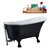 Streamline N353 63'' Vintage Oval Soaking Clawfoot Bathtub, Black Exterior, White Interior, Black Clawfoot, Chrome External Drain, w/ Tray