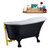 Streamline N353 63'' Vintage Oval Soaking Clawfoot Bathtub, Black Exterior, White Interior, Black Clawfoot, Gold External Drain, w/ Tray