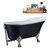 Streamline N353 63'' Vintage Oval Soaking Clawfoot Bathtub, Black Exterior, White Interior, Nickel Clawfoot, Chrome External Drain, w/ Tray