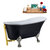 Streamline N353 63'' Vintage Oval Soaking Clawfoot Bathtub, Black Exterior, White Interior, Nickel Clawfoot, Gold External Drain, w/ Tray