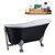 Streamline N353 63'' Vintage Oval Soaking Clawfoot Bathtub, Black Exterior, White Interior, Chrome Clawfoot, Nickel External Drain, w/ Tray