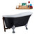 Streamline N353 63'' Vintage Oval Soaking Clawfoot Tub, Black Exterior, White Interior, Chrome Clawfoot, Oil Rubbed Bronze External Drain, w/ Tray