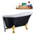 Streamline N353 63'' Vintage Oval Soaking Clawfoot Bathtub, Black Exterior, White Interior, Gold Clawfoot, Chrome External Drain, w/ Tray