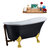 Streamline N353 63'' Vintage Oval Soaking Clawfoot Tub, Black Exterior, White Interior, Gold Clawfoot, Oil Rubbed Bronze External Drain, w/ Bamboo Tray