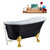 Streamline N353 63'' Vintage Oval Soaking Clawfoot Bathtub, Black Exterior, White Interior, Gold Clawfoot, White External Drain, w/ Tray