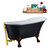 Streamline N353 63'' Vintage Oval Soaking Clawfoot Tub, Black Exterior, White Interior, Oil Rubbed Bronze Clawfoot, Gold External Drain, w/ Bamboo Tray