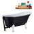 Streamline N353 63'' Vintage Oval Soaking Clawfoot Tub, Black Exterior, White Interior, White Clawfoot, Oil Rubbed Bronze External Drain, w/ Tray