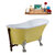 Streamline N354 55'' Vintage Oval Soaking Clawfoot Tub, Yellow Exterior, White Interior, Nickel Clawfoot, Oil Rubbed Bronze External Drain, w/ Tray