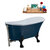 Streamline N356 55'' Vintage Oval Soaking Clawfoot Bathtub, Light Blue Exterior, White Interior, Black Clawfoot, Nickel External Drain, w/ Tray