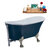 Streamline N356 55'' Vintage Oval Soaking Clawfoot Bathtub, Light Blue Exterior, White Interior, Nickel Clawfoot, Chrome External Drain, w/ Tray