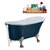 Streamline N356 55'' Vintage Oval Soaking Clawfoot Bathtub, Light Blue Exterior, White Interior, Nickel Clawfoot, White External Drain, w/ Tray