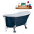 Streamline N356 55'' Vintage Oval Soaking Clawfoot Bathtub, Light Blue Exterior, White Interior, Chrome Clawfoot, White External Drain, w/ Tray