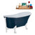 Streamline N356 55'' Vintage Oval Soaking Clawfoot Bathtub, Light Blue Exterior, White Interior, White Clawfoot, White External Drain, w/ Tray
