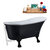 Streamline N357 55'' Vintage Oval Soaking Clawfoot Bathtub, Black Exterior, White Interior, Black Clawfoot, White External Drain, w/ Tray