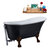 Streamline N357 55'' Vintage Oval Soaking Clawfoot Tub, Black Exterior, White Interior, Oil Rubbed Bronze Clawfoot, Chrome External Drain, w/ Tray
