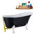 Streamline N357 55'' Vintage Oval Soaking Clawfoot Bathtub, Black Exterior, White Interior, White Clawfoot, Gold External Drain, w/ Tray