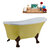 Streamline N358 55'' Vintage Oval Soaking Clawfoot Tub, Yellow Exterior, White Interior, Oil Rubbed Bronze Clawfoot, Nickel Drain, w/ Bamboo Tray
