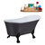 Streamline N359 55'' Vintage Oval Soaking Clawfoot Tub, Grey Exterior, White Interior, Black Clawfoot, Oil Rubbed Bronze Drain, w/ Bamboo Tray