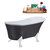 Streamline N359 55'' Vintage Oval Soaking Clawfoot Bathtub, Grey Exterior, White Interior, White Clawfoot, Chrome Drain, with Bamboo Tray