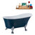 Streamline N360 55'' Vintage Oval Soaking Clawfoot Bathtub, Light Blue Exterior, White Interior, Chrome Clawfoot, Nickel Drain, with Bamboo Tray