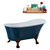 Streamline N360 55'' Vintage Oval Soaking Clawfoot Tub, Light Blue Exterior, White Interior, Oil Rubbed Bronze Clawfoot, Nickel Drain, w/ Bamboo Tray