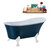 Streamline N360 55'' Vintage Oval Soaking Clawfoot Tub, Light Blue Exterior, White Interior, White Clawfoot, Oil Rubbed Bronze Drain, w/ Bamboo Tray