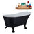 Streamline N362 59'' Vintage Oval Soaking Clawfoot Bathtub, Black Exterior, White Interior, Black Clawfoot, Gold Drain, with Bamboo Tray