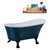 Streamline N365 59'' Vintage Oval Soaking Clawfoot Bathtub, Light Blue Exterior, White Interior, Black Clawfoot, Chrome Drain, with Bamboo Tray