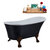 Streamline N366 59'' Vintage Oval Soaking Clawfoot Tub, Black Exterior, White Interior, Oil Rubbed Bronze Clawfoot, Black Drain, w/ Bamboo Tray