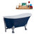Streamline N368 63'' Vintage Oval Soaking Clawfoot Bathtub, Dark Blue Exterior, White Interior, Chrome Clawfoot, Chrome External Drain, w/ Tray