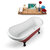 Streamline N482 61'' Vintage Oval Soaking Clawfoot Bathtub, Red Exterior, White Interior, Black Clawfoot, Gold Internal Drain, with Bamboo Tray