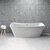 Streamline N541 67'' Modern Rectangle Soaking Freestanding Bathtub, White Exterior, White Interior, Gold Internal Drain, with Bamboo Tray