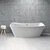 Streamline N542 70'' Modern Rectangle Soaking Freestanding Bathtub, White Exterior, White Interior, Gold Internal Drain, with Bamboo Tray