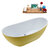 Streamline N591 62'' Modern Oval Soaking Freestanding Bathtub, Yellow Exterior, White Interior, Chrome Internal Drain, with Bamboo Tray