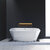 Streamline N621 59'' Modern Oval Soaking Freestanding Bathtub, White Exterior, White Interior, Brushed Nickel Internal Drain, with Bamboo Tray