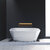 Streamline N621 59'' Modern Oval Soaking Freestanding Bathtub, White Exterior, White Interior, White Internal Drain, with Bamboo Tray