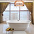 Streamline N661 67'' Modern Oval Soaking Freestanding Bathtub, White Exterior, White Interior, Oil Rubbed Bronze Drain, with Bamboo Tray