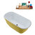 Streamline N671 59'' Modern Oval Soaking Freestanding Bathtub, Yellow Exterior, White Interior, Oil Rubbed Bronze Drain, with Bamboo Tray