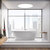 Streamline N700 59'' Modern Oval Soaking Freestanding Bathtub, White Exterior, White Interior, Black Internal Drain, with Bamboo Tray