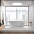 Streamline N701 67'' Modern Oval Soaking Freestanding Bathtub, White Exterior, White Interior, Brushed Nickel Internal Drain, with Bamboo Tray
