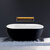 Streamline N801 59'' Modern Oval Soaking Freestanding Bathtub, Black Exterior, White Interior, White Internal Drain, with Bamboo Tray