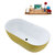Streamline N812 59'' Modern Oval Soaking Freestanding Bathtub, Yellow Exterior, White Interior, Oil Rubbed Bronze Drain, with Bamboo Tray