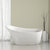 Streamline N820 59'' Modern Oval Soaking Freestanding Bathtub, White Exterior, White Interior, Gold Internal Drain, with Bamboo Tray