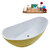 Streamline N952 75'' Modern Oval Soaking Freestanding Bathtub, Yellow Exterior, White Interior, Nickel Internal Drain, with Bamboo Tray