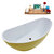 Streamline N952 75'' Modern Oval Soaking Freestanding Bathtub, Yellow Exterior, White Interior, Oil Rubbed Bronze Drain, with Bamboo Tray